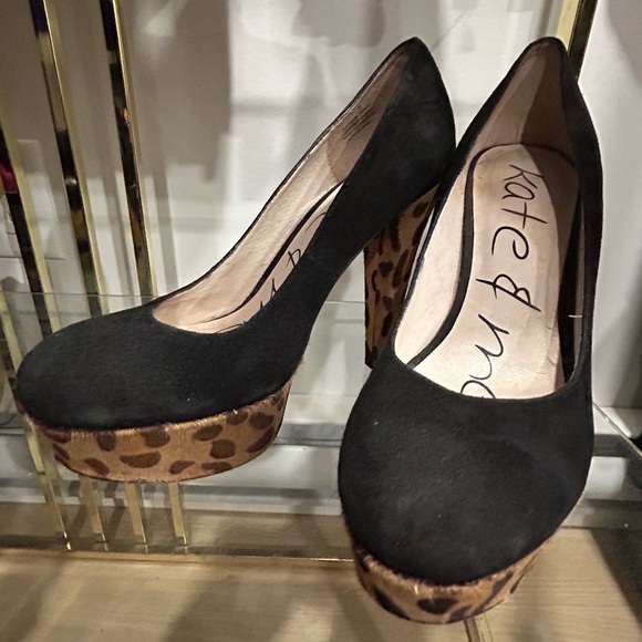 Kate & Mel black and leopard print heels size 8 - Picture 2 of 5